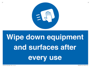 Wipe down equipment and surfaces after every use